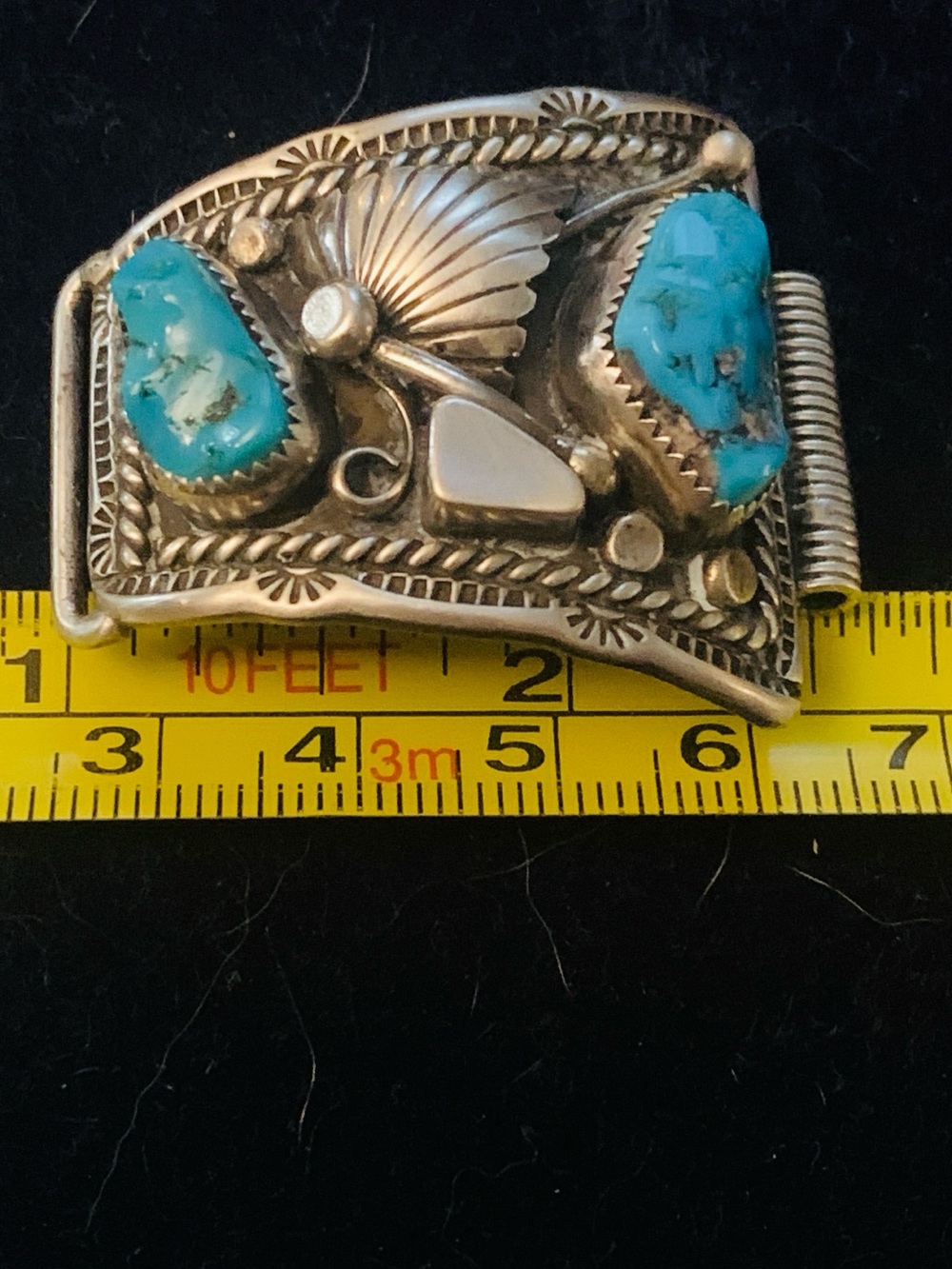 Vintage Navajo Sterling Turquoise Watch Tips Hallmarked 34.64 grams